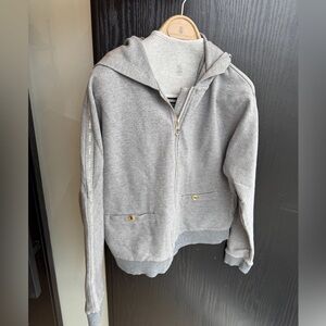 SOLD Gray Zip-Up Hoodie with Gold Accents